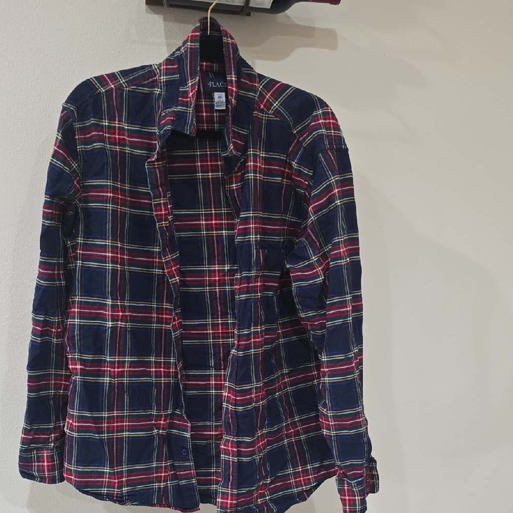 Place Men's Plaid Shirt - Navy, Red, and Yellow